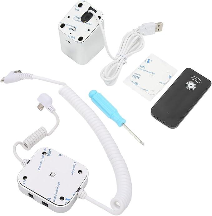 Display Stand, Anti Theft Cell Phone Display Stand, 95‑120dB Security Alarm, Fast Charging Infrared Remote Control Unlock for Exhibition(for Android Port, Without claw)