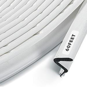 BBTO Weather Stripping Door Seal Exterior Weather Strip for Window V-Shaped Foam Kerf Garage Door Gap Blocker Soundproof Home Improvement Easy to Install(60 Feet, White)