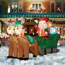Christmas Inflatable Outdoor Decoration, Santa on Green Sleigh, Navidad Blow Up Yard Decor with Built-in LED Light for Lawn, Garden, Party
