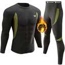UNIQUEBELLA Men's Thermal Underwear Sets Top & Long Johns Fleece Sweat Quick Drying Thermo Base Layer Black, Small