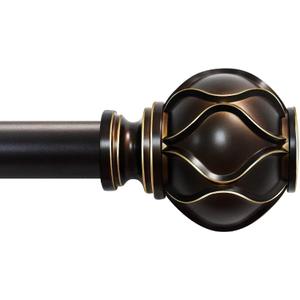Bronze Curtain Rod for Windows 28 to 48 Inches(2.3-4ft), 1" Diameter Heavy-Duty Adjustable Decorative Curtain Rod with Striped Twisted Finials - for Living Room Bedroom (Modern Home Decor)