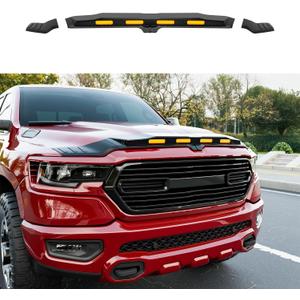 Hood Deflector with Light Compatible with 2019-2026 Dodge RAM 1500
Hood Protector Glossy Black Three Section Lightshield LED Light Replacement for 2019-2026 Dodge RAM Accessories