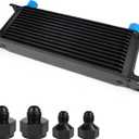 13 Row AN10 10AN Transmission Oil Cooler Kit Stacked Plate With 6AN 8AN Adapter Universal Engine Transmission British Radiator Oil Cooler Condenser Aluminium Alloy Black, Pack of 2