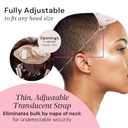 MILANO COLLECTION Glueless Top Grip for Hair Topper & Wiglets, Adjustable Translucent Strap with Side Openings, Top Headband for Your Wig or Topper, Includes Clips, Beige, Small