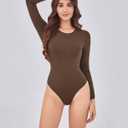 Women's Tummy Control Bodysuit Crew Neck Long Sleeve Body suit Second-skin Feel Tops