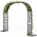 Metal Garden Arch, Heavy Duty Garden Trellis for Climbing Plants, with Enlarged Base for Stability, Ideal for Wedding Arches & Party Decorations, 55" W x 86" H