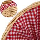 2 PCS Natural Wicker Basket with Double Handles and Washable Gingham Liner, Small Hand Woven Gifts Basket Empty for Easter, Picnics, Gifts, Home Decor, Candy Fruit Storage, 13 x 9 x 4.7 Inch