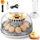 Egg Incubator for Hatching Chicks, Automatic Egg Turner Holds 12 Eggs, Smart Incubator 360 Clear Window with Temperature Display Egg Candler for Small Poultry Chickens Ducks Quails Eggs