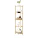 Corner Shelf Stand - 5 Tier Bamboo Small Corner Bookshelf for Office Kitchen Bedroom Plant Stand Living Room Decor Small Space (Natural, 5 Tier)