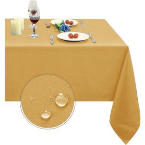 Obstal Gold Rectangle Table Cloth - Heavy Duty Water Resistance Polyester Tablecloth, Decorative Fabric Table Cover for Outdoor and Indoor Use, 60x120 Inch