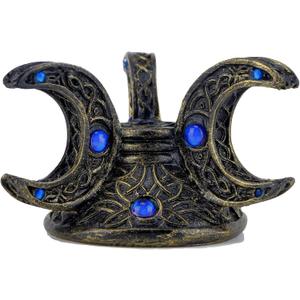 Neopagan Sacred Triple Moon Full and Crescent Moons Scrying Glass Gazing Ball Stand Sphere Base Holder for Crystal Ball Glass Ball Tray Base Pedestal