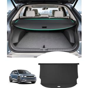 Powerty Cargo Cover for 2022-2025 2026 Hyundai Ioniq 5 Trunk Cover Retractable Shielding Shade Ioniq 5 Accessories Trunk Cargo Cover Black