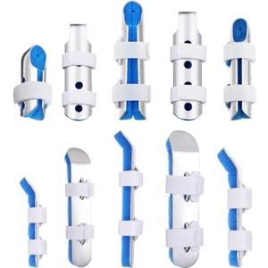 BBTO 10 Pieces Finger Splint Metal Finger Support Knuckle Stabilizer with Soft Foam Interior and Protective Vent, 3 Sizes(Blue,10 Pieces)