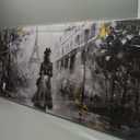 Contemporary Canvas Wall Art Wall Decor for Office Neutral Wall Paintings 24"x48" Gold Foil Poster Print Women Kitchen Art (Grey)