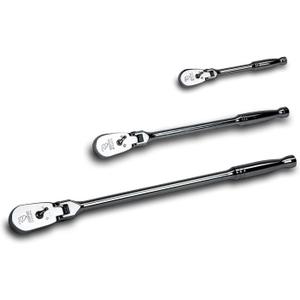 Capri Tools Ratchets, True 72-Tooth, 5-Degree Swing Arc (3-Piece Set/Flex-Head Low Profile), (Model: CP12000FX)
