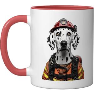 Dalmatian Firefighter Ceramic Mug, Red/White (11 Ounces)
