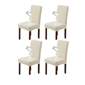 Chair Covers for Dining Room Set of 6, Stretch Parsons Chair Covers,Washable Spandex Dining Chair Slipcovers Seat Protector for Dining Room,Kitchen,Hotel(Beige)