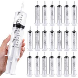 Geiserailie 20 Pcs 150ml Large Syringes Bulk Individual Sealed Plastic Garden Syringe to Use Clean for Liquid Lip Gloss Paint Oil Measuring Filtration Watering Plants Refilling Feeding Industrial Use