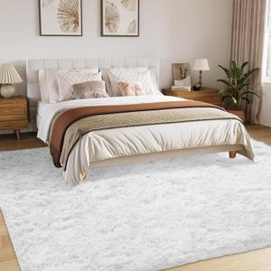 FVVRAX 5x8 ft Ultra Soft Shag Area Rug - Plush Fluffy Non-Shedding Carpet for Bedroom & Living Room, Modern Home Decor Bedside Rug for Kids Nursery Dorms, Easy Clean, Cream White