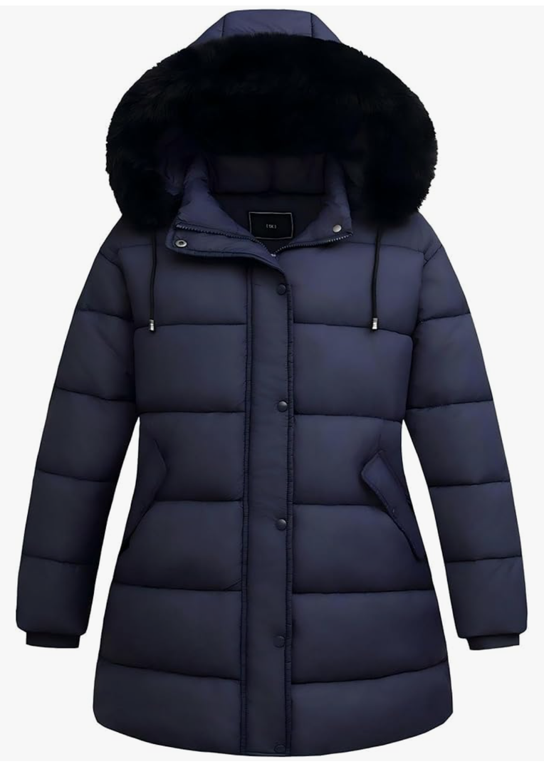 Women's Plus Size Down Coat| Waterproof, Windproof, Detachable Hood, Flannel Lined 3XL