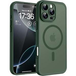 TOCOL Magnetic for 16 Pro Alpine Green Case, Upgraded Full Camera Protection, Compatible with Magsafe, Drop Protection, Translucent Matte Back Bumper for iPhone 16 Pro 6.3-Inch (Alpine Green)