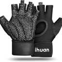 ihuan Breathable Weight Lifting Gloves: Fingerless Workout Gym | Wrist Support | Enhance Palm Protection | Extra Grip for Fitness| Training | Rowing | Pull-ups