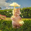 RM ROOMERS Cat Garden Decor with Lights Outdoor Solar Cat Statue Decor for Yard Porchm Lover Gifts for Women Lights Gardening Housewarming Retirement Lawn Ornaments (Brown and Yellow)