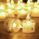 48 Pack Flameless Tea Lights - Battery Operated Crystal LED Tealight & Votive Electric Fake Candles for Valentines & Christmas