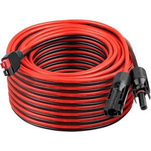 10AWG Solar Panel to Anderson-Style Connector Extension Cable 50FT, Tinned Copper Wire, 600V Rated, High-Temperature Resistance, for Solar Power Systems and Battery Connections