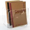 Clear Acrylic Organizers - 3 Vertical Compartments Acrylic Folder Organizer & File Organizer, Desk Document Storage Bins for Magazines, Binders - Multipurpose Home Office Desk Organizer (B5, 3 Sections)