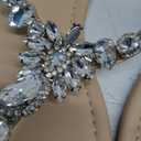 DREAM PAIRS Flat Sandals for Women Dressy Rhinestone T-Strap Thong Flat Sandals for Summers Dress Beach (9, Nude)