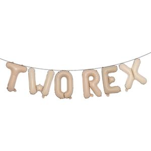Dinosaur 2nd Birthday Party Decorations for Boys Two Rex Theme - Letter Balloon, Party Supplies (TWO REX Caramel)