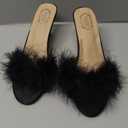Women Sexy Slipper Cute Fuzzy Heels Furry Kitten Heels for Lingerie Wedding Birthday (8.5, Black)