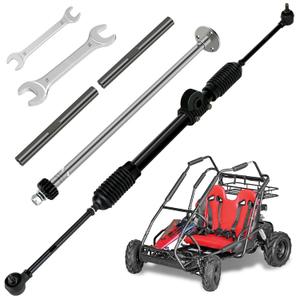 Steering Gear Assembly Compatible with Coleman KT196 Go Kart CK196-T 196cc 6.5HP Kandi 110cc Gas Powered 4 Wheeler Quad DIY Cart Go Kart Parts Spindle Knuckle Ball Joint Rod Assembly