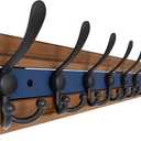 SKOLOO Rustic Wall Mounted Coat Rack - 38-1/8" Long Coat Hooks for Wall with 10 Triple Hooks for Hanging Coats, Hats or Tools, Western National Parks Collection, Wood Brown & Blue