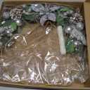 2 Pack Christmas Wreath for Front Door 17" Prelit Christmas Door Wreath with Candle Lights Silver Flower Artificial Hoop Wreaths Outdoor Xmas Winter Wreath for Window Fireplace Holiday Decor