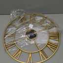 Gold Wall Clock 16 Inch Metal Decorative Clock for Living Room, Battery-Operated Completely Silent Non Ticking Round Modern Wall Clock -Roman Number