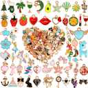 Crweety 460Pcs Charms for Jewelry Making, Assorted Wholesale Mixed Color Plated Bracelet Charms, Pendants Earring Charms for Bracelets Necklace Keychain DIY Crafting