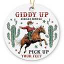 4 x Gift Glow Western Christmas Ornaments 2025 - Cowboy Ornaments for Christmas Decorations, Ceramic Ornament for Vintage Cowboy Decor, Xmas Gifts for Cowboys Western, Men, Friends, Family, Coworkers