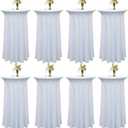 8-Pack 24"x43" White Round Cocktail Table Skirts | Stretch Spandex Fitted Tablecloths | Wrinkle-Resistant, Stain-Resistant, and Machine Washable for Bars, Weddings, Parties, and Banquets