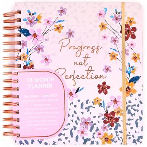 Votum 18 Month Hard Cover Planners/Calendars 10" x 10", January 2026 - June 2027 - Daily, Weekly & Monthly Organizer with Pens, Stickers, Sticky Notes, and a Sturdy Cover - Progress Not Perfection