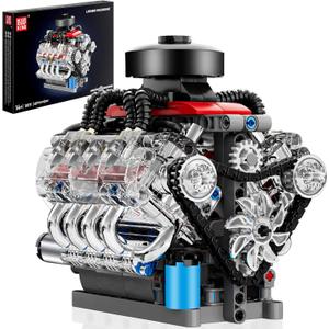 Mould King Mini V8 Engine Kits That Runs, Build Your Own Visible Car Motor, Physical Science Experiment Models for Teens, Best STEM Toy Gifts for 14+ and Adult 10171 (487 Pcs)