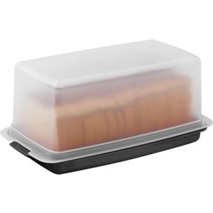 Bread Box -Dual Use Bread Holder/Airtight Plastic Food Storage Container for Dry or Fresh Foods -2 in 1 Bread Bin- Loaf Cake Keeper/Baked Goods -Keeps Bread Fresh- Black and Clear Cover - (Black)