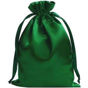 Gbateri 35 PCS 6 x 9 Inches Green Satin Gift Bags with Drawstring Wedding Favour Bags, Party Favor Bags Silk Jewelry Pouches, Fabric Drawstring Pouch for Baby Shower Bridal Shower Birthday Christmas