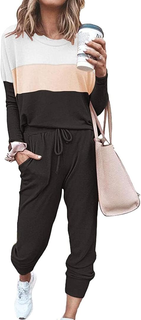 ETCYY NEW Lounge Sets for Women Sweatsuits Sets Two Piece Outfit Long Sleeve Pant Workout Athletic Tracksuits XL