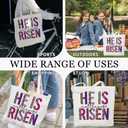 luixd Easter He Is Risen Canvas Tote Bag For Women - Easter Gift Ideas - Reusable Handbag Grocery Bag For Party Egg Hunt Basket - A04