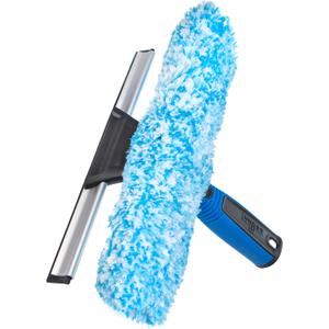 Unger Professional Connect and Clean 2-in-1 Squeegee and Scrubber, 10 Window Cleaning Tool, Commercial and Residential Use, Washer Cleaner Supplies to Remove Excess Water and Dry
