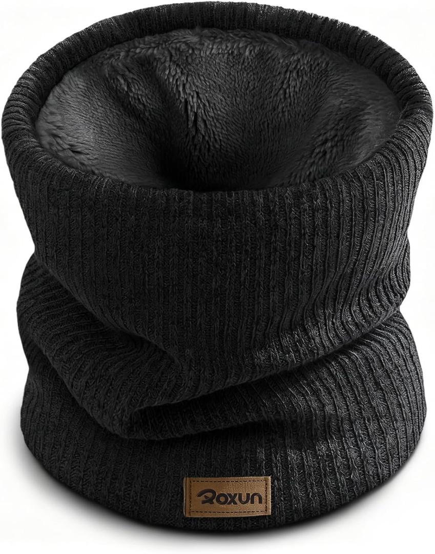 Winter Neck Gaiter, Neck Warmer Cover Ski Gaiters for Men/Women Fleece Thick Elegant Stylish (Black)