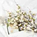 Waipfaru 4 Pcs Faux Cherry Blossom Branches, 36'' Cherry Blossom Tree Decor with Long Stems, Artificial Flowers for Tall Vases Spring Home Decoration (White)