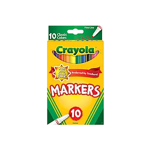Crayola Broad Line Markers, Classic Colors 10 Each, 10 Count (Pack of 1) and 
Math Geometry Kit Set